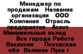 Менеджер по продажам › Название организации ­ ООО Компания › Отрасль предприятия ­ Агент › Минимальный оклад ­ 30 000 - Все города Работа » Вакансии   . Псковская обл.,Великие Луки г.